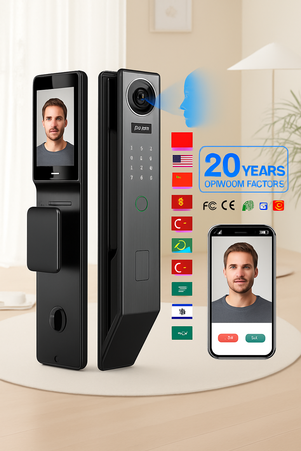 AI Face Detection Door Lock with Video Door Bell (AF066)